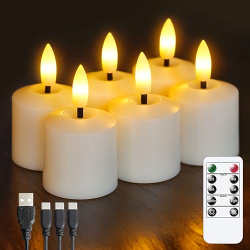 Velas de té sin llama para evitar manchas de cera con temporizador y base recargable