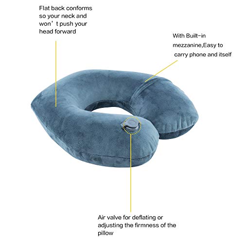 Inflatable Travel Neck Pillow For Airplane Train Car Washable Pillowcase U Shaped Office Napping Pillow #TOP2