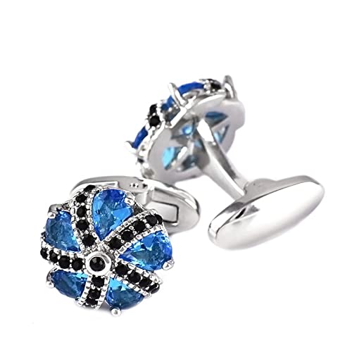 Daesar Mancuernillas Hombre Cobre Flor Cristal Azul Negro miniatura 1