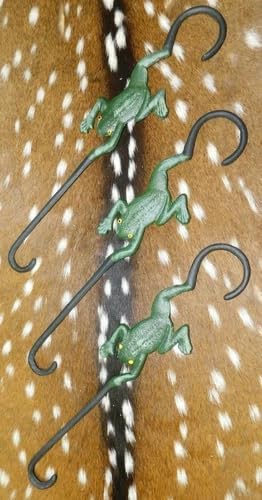 Vintage 3 Cast Iron Victorian " S " Style FROG Plant Hook TOAD Garden Hanger Bullfrog
