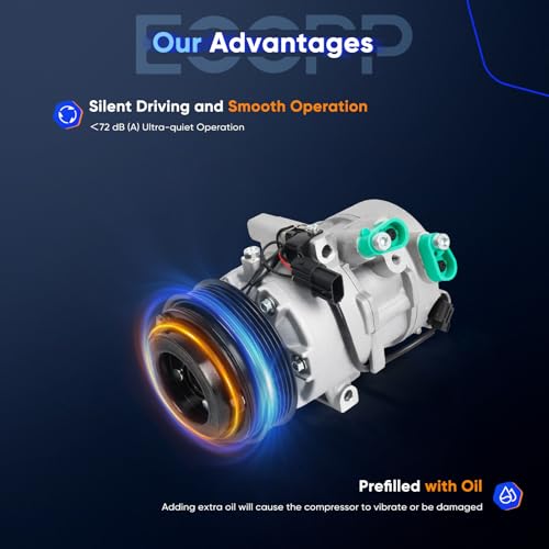 Image of ECCPP AC Compressor with Clutch 2014-2015 Fit for Hyundai Tucson 2.0L Fast Cooling AC Compressor
