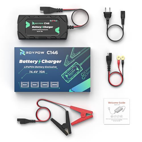 RoyPow Cargador y Mantenedor de LiFePO4 Batería Inteligente Automático de 10A 12V para LiFeP04 & Batería de Plomo Acido - imagen 9