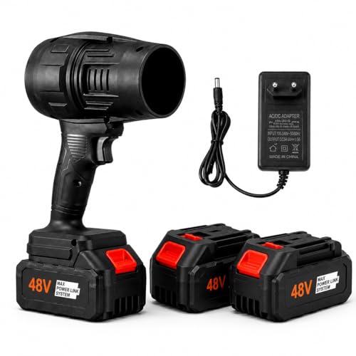 Image of 48V Cordless Air Duster Blower with 2 Lithium-Ion Batteries | High-Power Handheld Dust Cleaner for Computer, Car & Home | Portable Electric Blower with Strong Airflow & Rechargeable Battery Pack (S5)