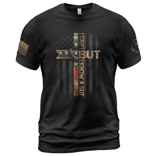 I Cant But I Know A Guy Shirt Cross Shirt Christian Shirts for Men Jesus Tshirt Religious Shirts for Men 4 (Black-L)