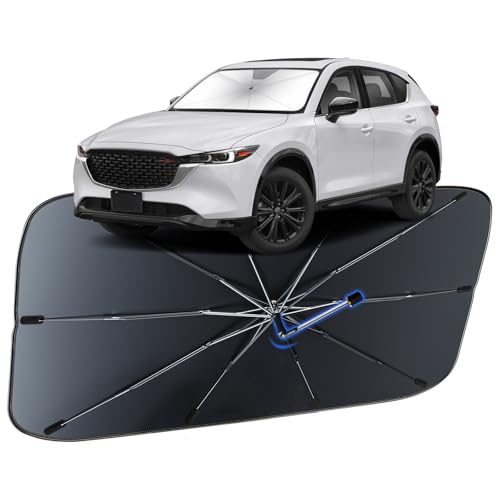 Image of Windshield Sun Shade for Mazda CX-5 2017-2025, Umbrella Car Shades with 360Rotating Shaft, Foldable Front Window Sunshade for UV & Heat Protection