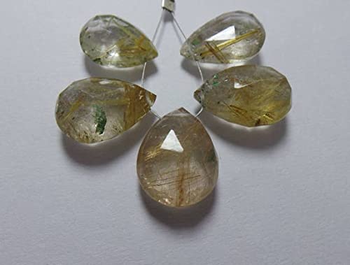 Quartz rutile doré naturel en poire facettée pour joaillerie haut de gamme