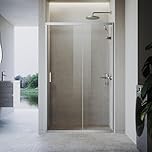 ZANOFIRA 1400mm Sliding Shower Enclosure 6mm Safety Tempered Glass Screen Smooth Sliding Shower Door Reversible for Wet Room Bathroom Cubicle Screen Door