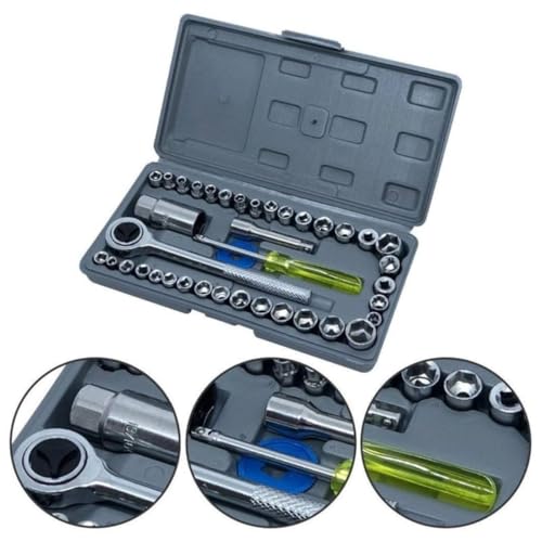 Jogo de Chaves Soquetes Sextavado C Catraca 40 Pcs + Maleta