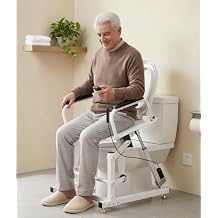 Electric Toilet Seat Lift with Widened Armrests - 450 lbs Heavy Duty Capacity, Standing Assistance for Elderly & Disabled, Fits Round/Elongated Toilets, Adjustable Height, Non-Slip Feet
