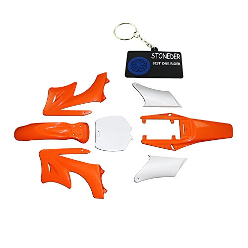 STONEDER Kit de 7 pièces de carrosserie Orange en Plastique Haute résistance, Garde-Boue, carénage, pour Mini Moto de Cross Chinoise Apollo Orion 47 CC - 49 CC, 2 Temps