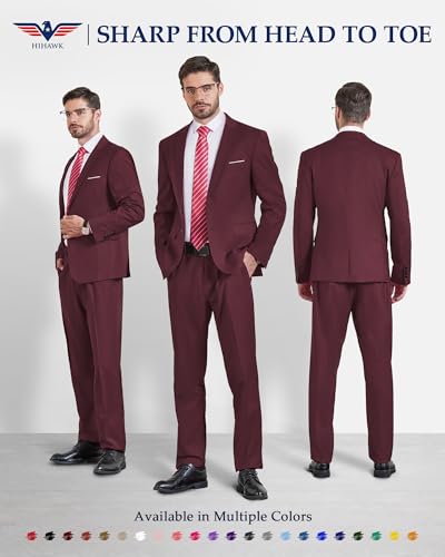 Hihawk Men's Slim Fit Blazer, Two Button Casual Solid Jacket, Daily Lightweight Sport Coat.2