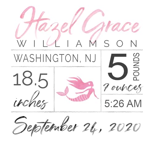 Personalized New Baby Birth Stats Wall Art Customized Welcome Newborn