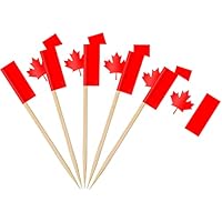 AhfuLife Palillos con Banderas de Canadá, 200 Piezas Banderas de