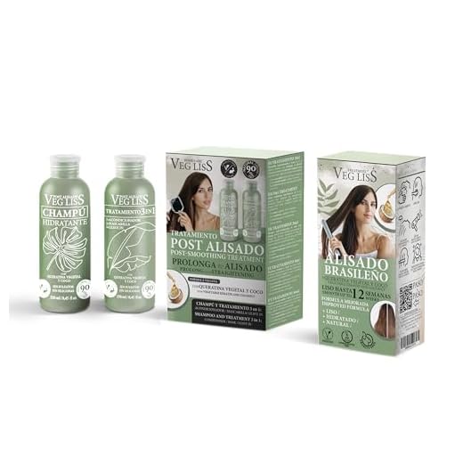VegLiss – Kit Alisado + Post Alisado Vegano – Cabello Liso, Suave y sin Frizz – – Sin Sulfatos, Parabenos ni Siliconas – 650ml - 12 semanas de resultados