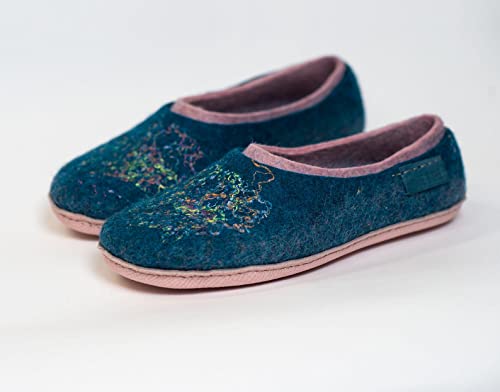 Warm 2 Layered Green Purple Wool Slippers for Women - Mothers Day Gifts3