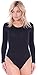 Popana Women’s Long Sleeve Bodysuit Snap Crotch Basic Casual Top – Made in USA Medium Black