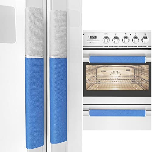 MRKG Refrigerator Door Handle Covers, Set of 4, Washable Without Fading or Cracking, Keep Your Kitchen Appliance Clean from Smudges, Drips, Food Stains, Oil. (Blue)