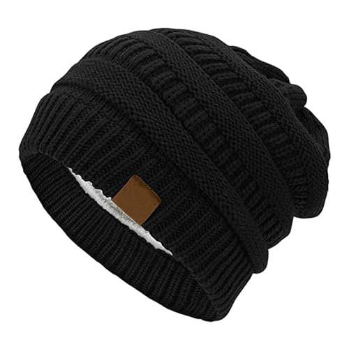 COACOM 1 Stück Schwarze Strickmütze, warme Mütze für Herbst und Winter, Unisex-Beanie-Mütze, modisches und vielseitiges Accessoire, geeignet für Sport, Arbeit, Reisen, Pflege