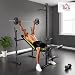 Imagen de HOMCOM Banco de Pesas Multifuncional Banco de Musculación Reclinable con Altura Ajustable para Fitness Entrenamiento Completo en Gimnasio y Casa Carga 250 kg 175x110x202 cm Negro