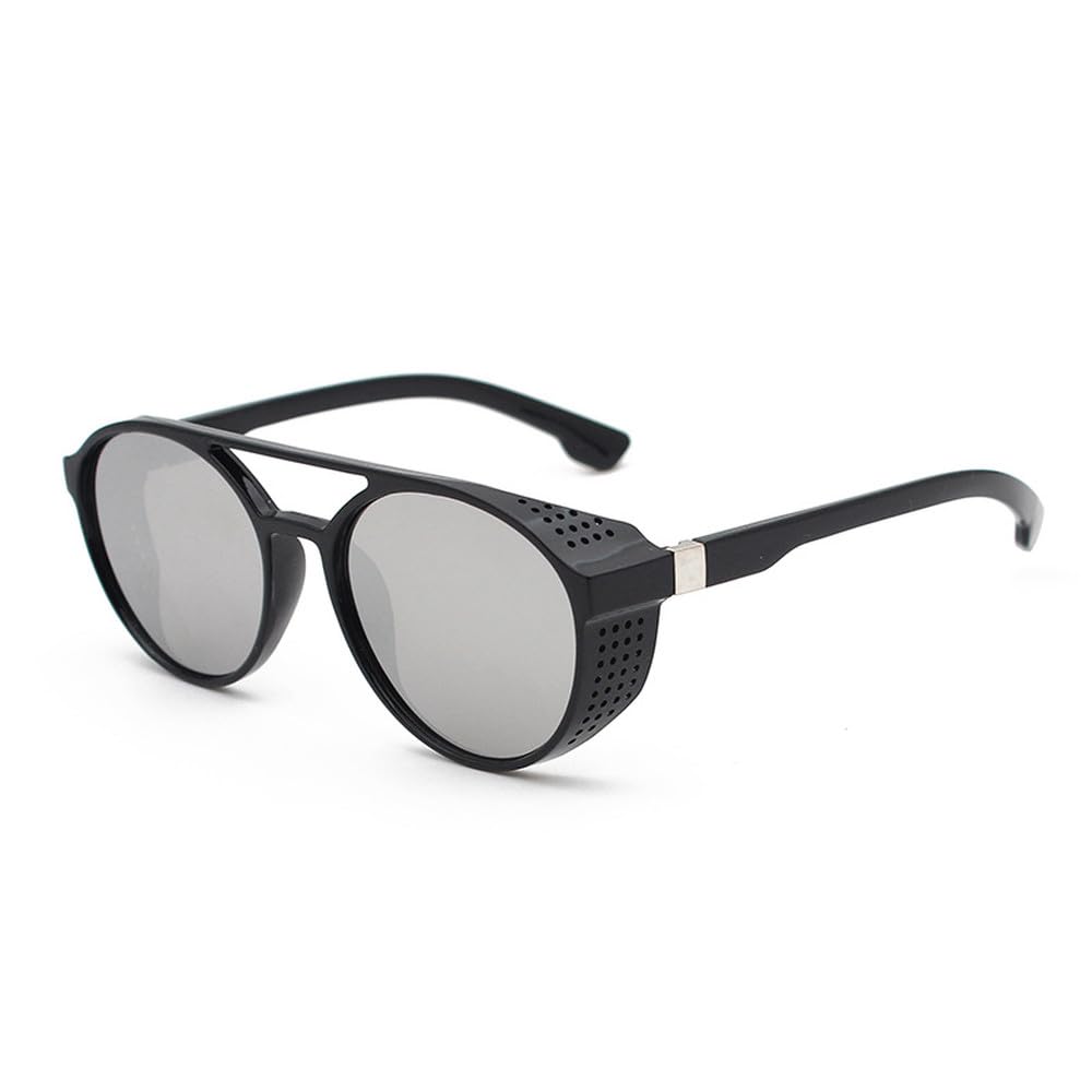 Gafas de sol Steampunk para hombre, gafas redondas vintage, gafas de sol Steampunk para mujer, tonos negros