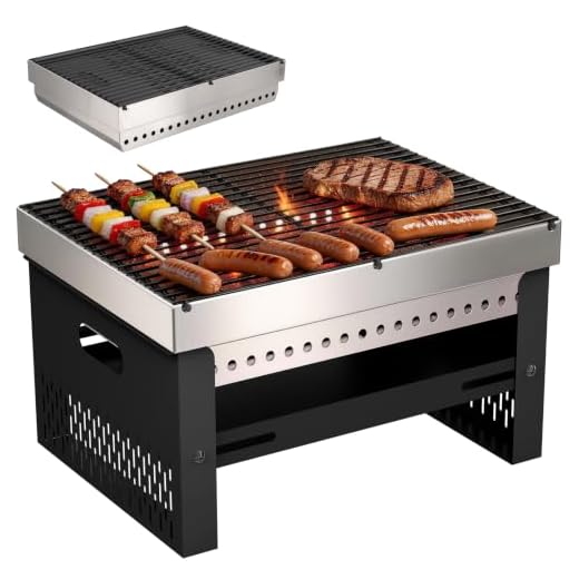 Portable Foldable Charcoal Grill, Small Tabletop Hibachi, Campact BBQ Grill