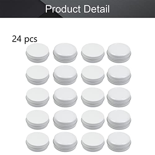 Image of Othmro 24Pcs 1oz Metal Round Tins Aluminum Tin Cans Jar Refillable Containers 30ml Tin Cans Tin Bottles Containers with Screw Lid for Salve Spices Lip Balm Tea Candies White 50x20mm