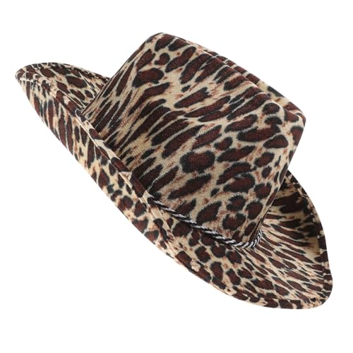 iplusmile Sombrero estilo vaquero con estampado de leopardo para mujer y hombre tamaño único material cómodo adecuado para fiestas disfraces y actuaciones en escenario accesorio