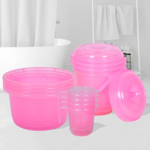 Image of Kuber Industries Set of 12 Bathroom Combo Set | Bathroom Accessories Set | Bathroom Set | 4 Piece Tub-25 L with 4 Piece Bucket-13 L & 4 Piece Mug-1100 ml Bathing Set | Transparent Pink