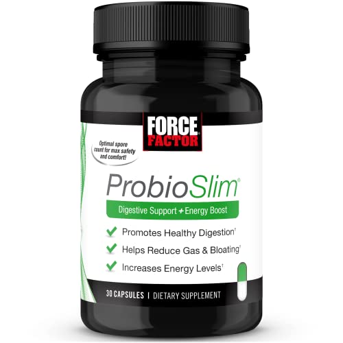 Force Factor ProbioSlim Probiotics for Women and Men Probiotics for Digestive Health to Reduce Bloating Gas & Occasional Diarrhea with Prebiotics LactoSpore & Green Tea for Energy 30 Capsules