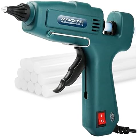 Hot Glue Gun Kit Glue Gun - MAXDONE Craft Glue Gun Full Size(Not Mini) Glue Guns Heavy Duty Hot Glue Gun with 12pcs Glue Sticks(0.43'' x 8") 100w for DIY Art Cover