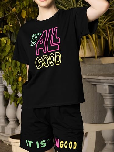 Image of ZEYO Night Suit for Women's Typography Printed Cotton Night Dress of Top and Shorts