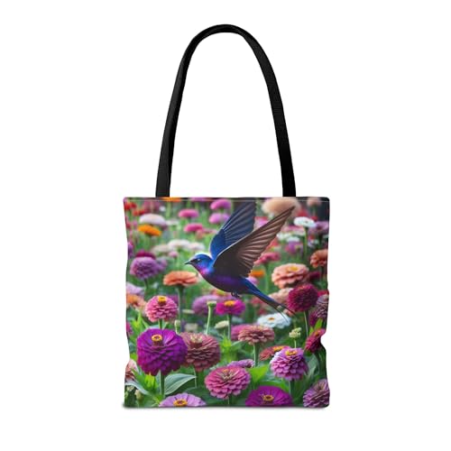 Premium Purple Martin Tote Bag with Reinforced Stitching - Zinnias Garden Design for Adults2