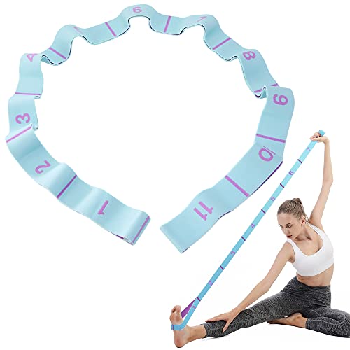 Banda de Estiramiento de Yoga, Bandas Elasticas Fitness de Resistencia Yoga Cinturon con 11 Anillos para Pilates, Gimnasia, Entrenamiento de Danza Física Cover