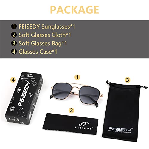 Image of FEISEDY Women Men Square Aviator Sunglasses Gradient Lens Retro Small Metal Shades B2953
