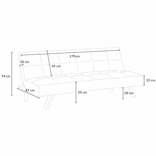 Produce Shop Divano Letto In Tessuto 2 Posti Design Moderno Gemma Pronto Letto - Grigio Scuro - 3