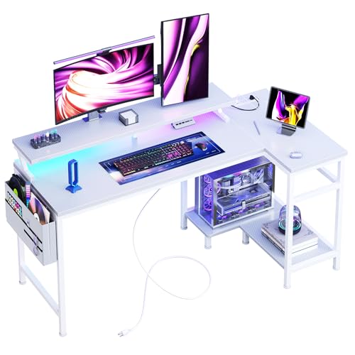 DUMOS Gaming Desk, Computer Desk with USB Charging Ports, Power ...