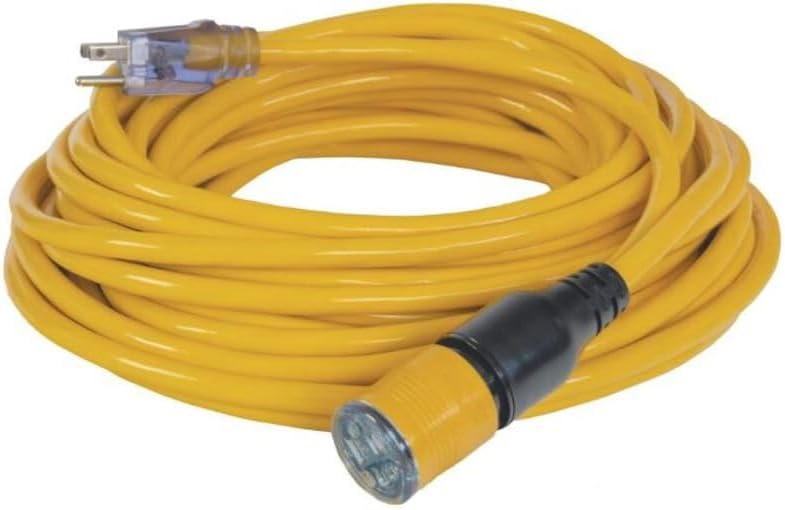 DEWALT Cable de extensión de 50 pies iluminado con clic para bloquear 103 SJTW Resistente al aire libre, impermeable, resistente a la intemperie,
