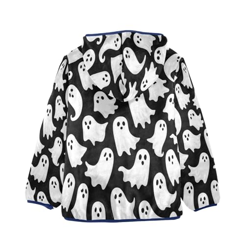 Ghostly White Spirits Pattern Toddler Fleece Jacket Girl Boys Hooded Fleece Jacket Coat Warm Outwear Zip-up 3-10T2
