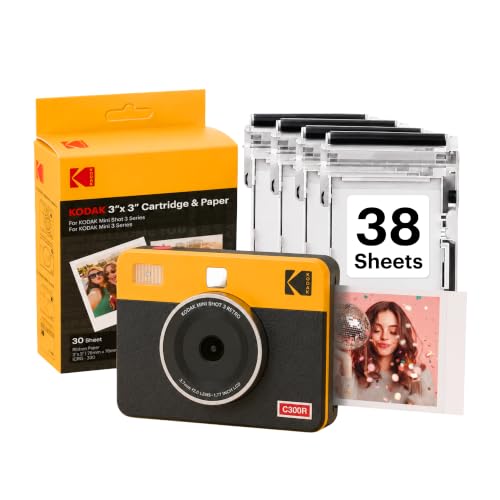 KODAK Mini Shot 3 Retro 3x3 Instant Camera, Photo Printer, 38 Sheet...