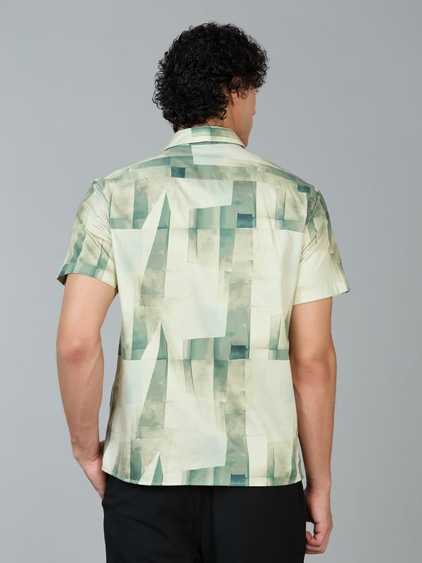 Image of MARK & ALBERT Men's 100% Cotton Printed Half Sleeves Regular Fit Shirt for Men