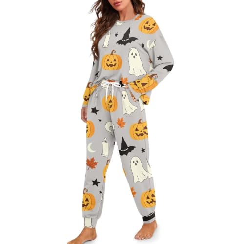 Image of Women's Pajamas Set Soft 2 Piece Loungewear Long Sleeve Pj Set Matching Sleepwear with Pockets for Women Plus Size