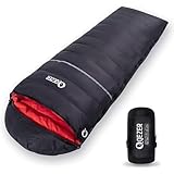 QEZER 寝袋 冬用 ダウン 封筒型シュラフ 軽量高級ダウン シュラフ 800g～1500g充填 400T撥水加工 羽毛寝袋 コンパクト 足が出せる 全開可能 キャンプ 登山 車中泊 防災用