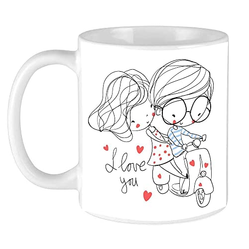 Image of Ceramic Printed Tea Coffee Mug, Love Quotes Cup, Best Gift for Wife, Husband, Girlfriend, Boyfriend, Anniversary, Valentines Day (Design-9)