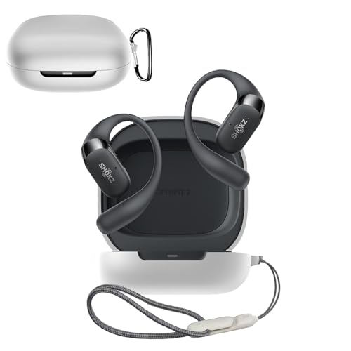 For SHOKZ OpenFit 2 ケース YILLIONS 柔らかなシリカゲルのスポーツクールなデザイン 衝撃吸収 防水 防塵 軽量 紛失防止用のフックを搭載した スリムソフト ケースカバー SHOKZ OpenFit 2 カバー(ホワイト)