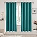 Deconovo Room Darkening Thermal Insulated Blackout Turquoise Curtains For Bedroom Grommet 52x63 Inch 2 Panels
