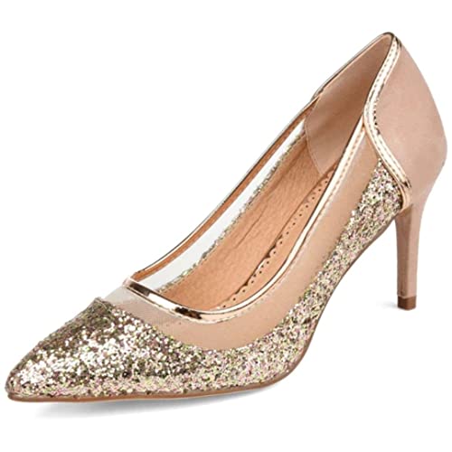 Journee Collection Womens Kalani Pump With Pointed-Toe And Piping Details, Rose Gold, 7.5 #TOP8