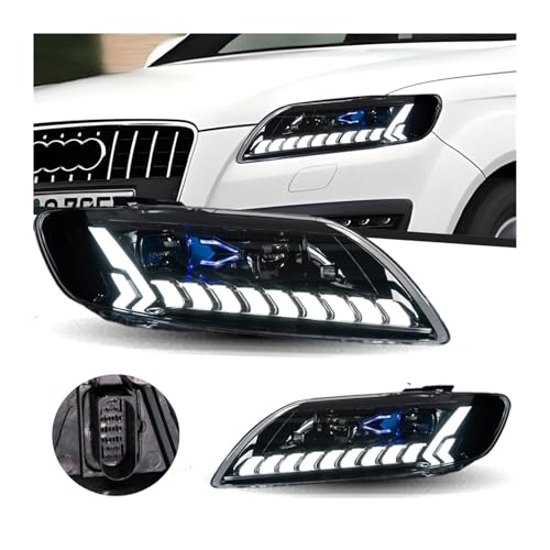 RJRTICLT Car Styling Headlights Compatible for Audi Q7 LED Headlight 2006-2015 Head Lamp DRL Signal Projector Lens Automotive Accessories(2006-2009 No AFS)