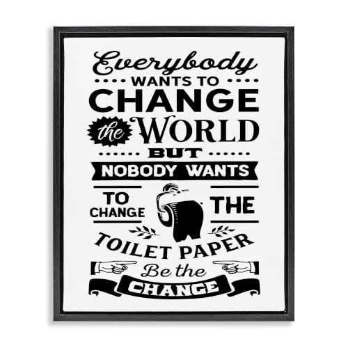 Funny Toilet Paper Washroom Humor, 17 x 21 Inch Canvas in Floater Frame