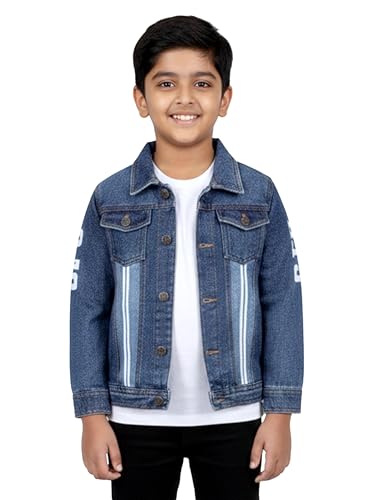 Image of KiddoPanti Boys Denim Jacket | Cotton Poly Blend with Spandex | Washed Denim, Full Sleeve | Button Closure & Front Flap Pockets | Collared Neck