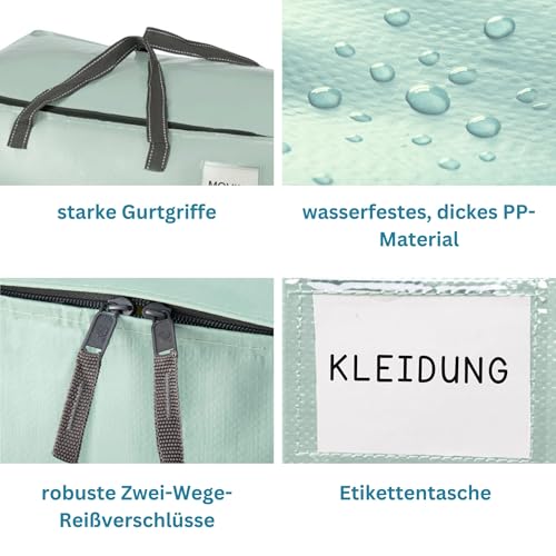 VENO 102 Liter Große Aufbewahrungstasche mit Deckel, Strapazierfähige Griffe und Reißverschlüssen für Umzug, Kleideraufbewahrung… – Ansicht 2